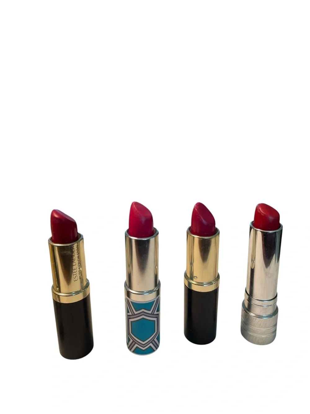 4 Tubes of Bright Red:Pink Lipstick Clinique Estée Lauder High Impact Rouge